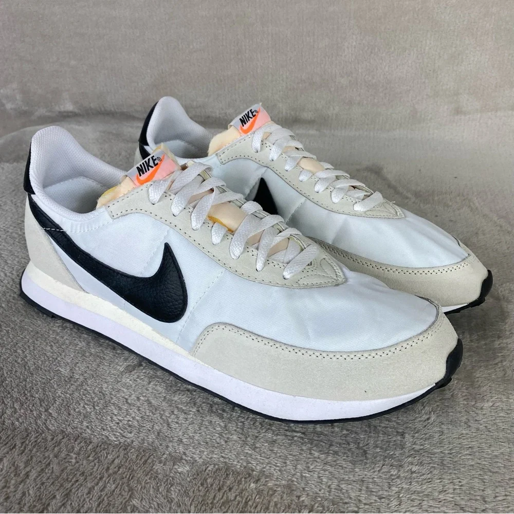 Nike Waffle Trainer Running Shoes Mens Size 12 White Nyon Suede Sneakers NEW